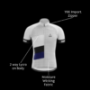Close-up of front view of the Aidan Global Normal Fit Cycling Jersey fabric details and stitching