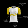 Detailed specifications of the front image of Race Fit Jersey by Aidon Global, highlighting fabric, fit, and performance-enhancing features